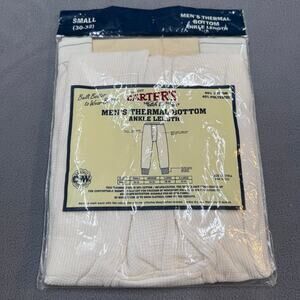 Vtg Carters Cotton Blend Waffle Knit Thermal Bottom Ankle Length Men S Long John